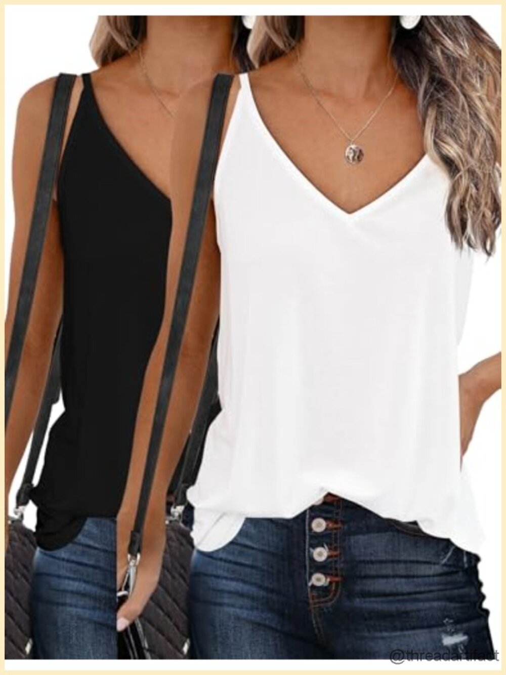 V Neck Camisole Tank Top Loose Fit Flow Sleeveless Blouse